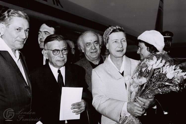 Simon de Beauvoir with Jean-Paul Sartre, Leah Goldberg and Avraham Shlonsky